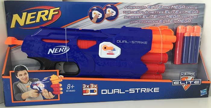 Pistolet Nerf Elite Dual Strike - NERF - Elite Dual Strike - Fléchettes  ELITE et MEGA sifflantes